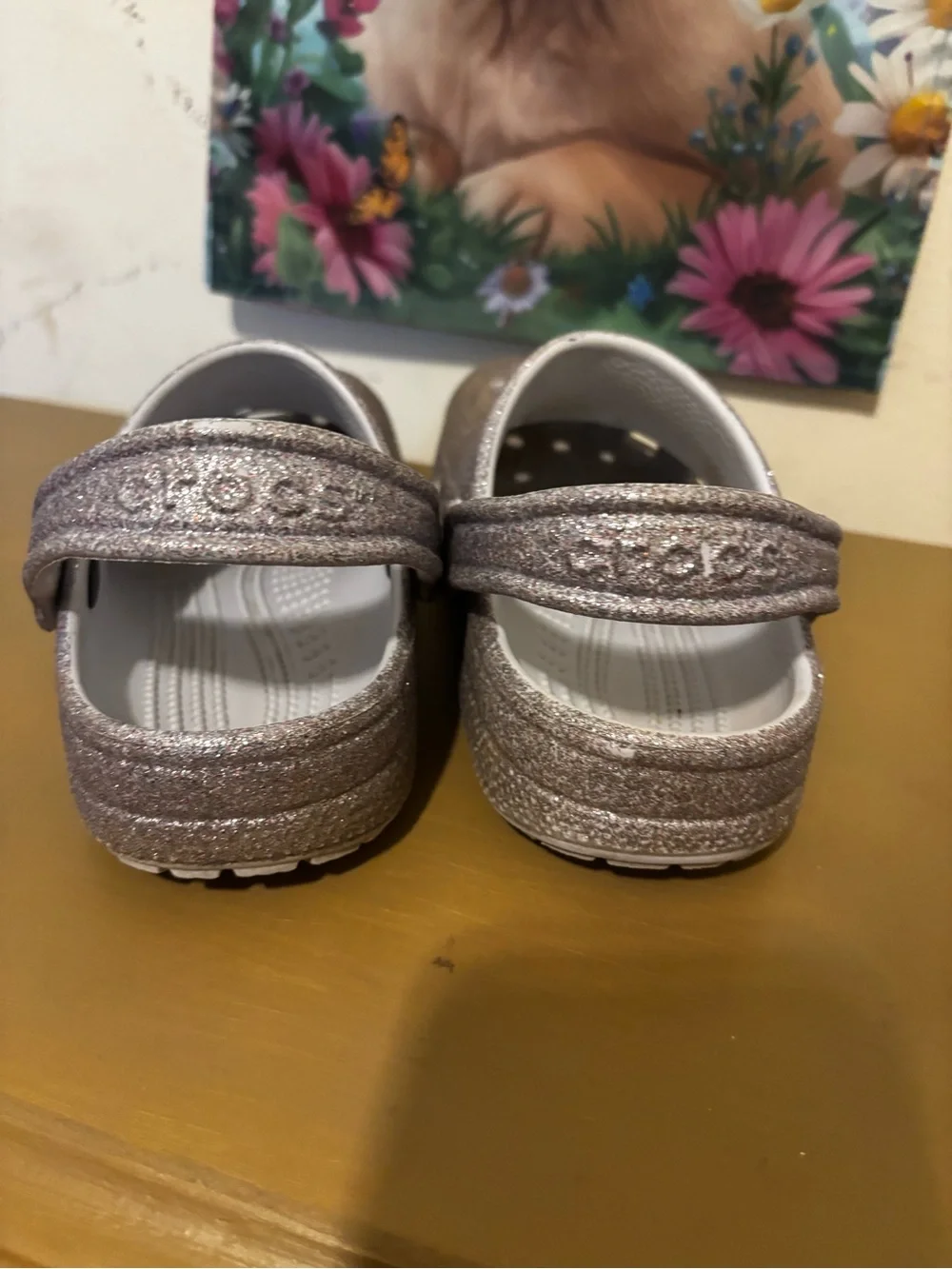 CROCS Kids Glitter Water Clogs in Sparkle Pink-Taupe J2